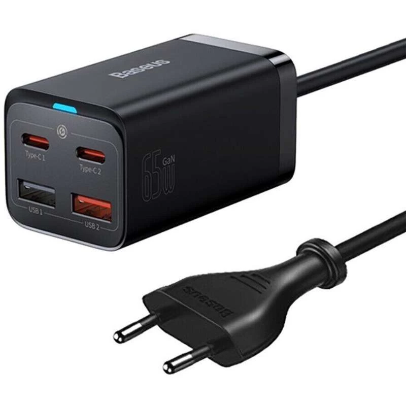 СЗУ Baseus GaN3 Pro 2хType-C+2USB 65W EU (with Cable Type-C to Type-C 100W (20V/5A) 1m) (CCGP04) (Black)
СЗУ Baseus GaN3 Pro 2хType-C+2USB 65W EU (with Cable Type-C to Type-C 100W (20V/5A) 1m) (CCGP04) (Black)
