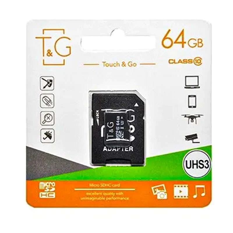 Карта пам'яті T&G microSDXC (UHS-3) 64 GB class 10 (з адаптером) (Чорний)
Карта пам'яті T&G microSDXC (UHS-3) 64 GB class 10 (з адаптером) (Чорний)