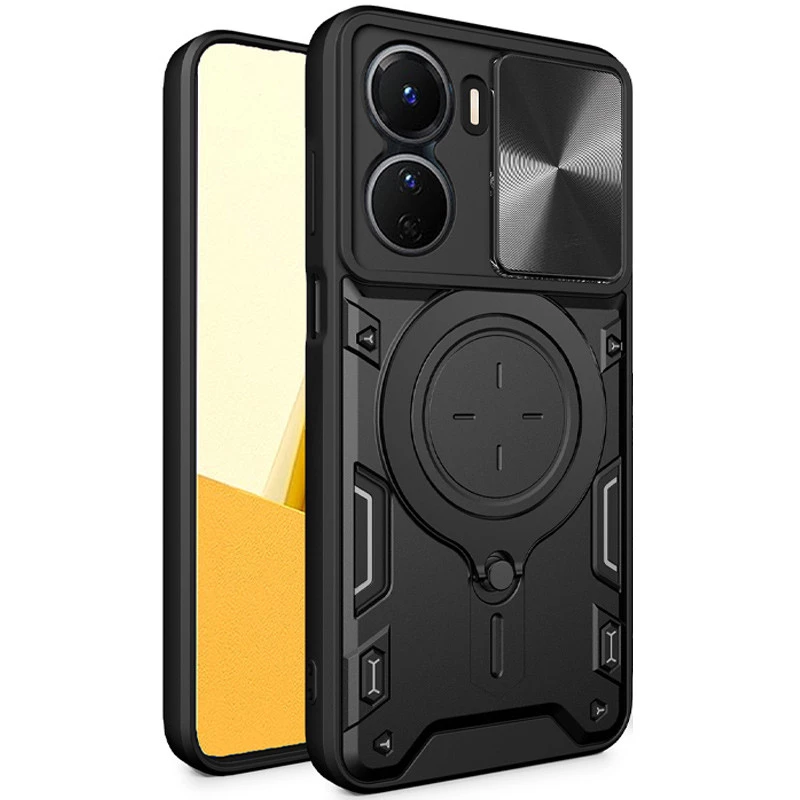 Ударостійкий чохол Bracket Ringstand із захисною шторкою для камери на Xiaomi Redmi 13C – Black. Фото 3 з 13