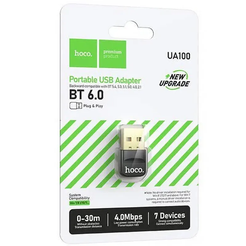 Bluetooth адаптер Hoco UA100 BT6.0 – Black. Фото 3 з 3