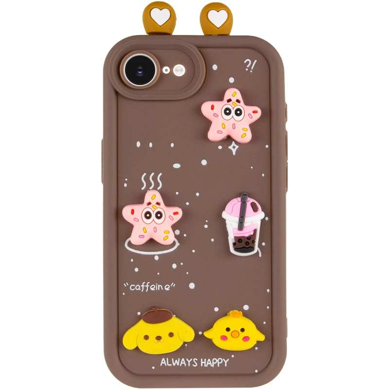 Силіконовий чохол Funny Toys with Ears для Apple iPhone 17e (6.1") – Brown. Фото 3 з 6