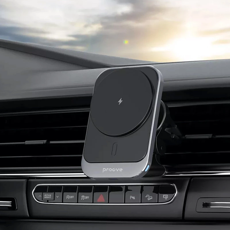 Автотримач з БЗП Proove Square Magnetic Pro 15W – Metal gray. Фото 2 з 3