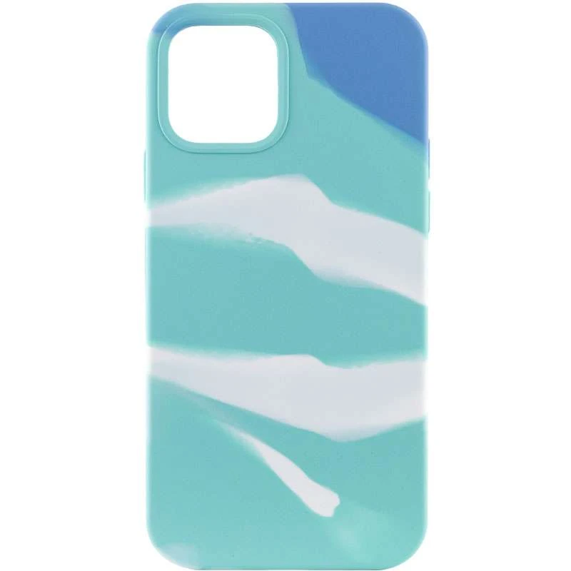 

Чехол Акварель Silicone Case для Apple iPhone 12 Pro (6.1") (Бирюзово-белый), Бирюзово-білий