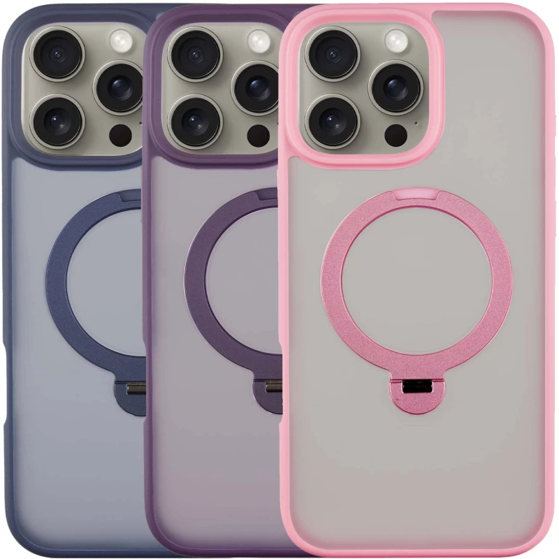 Кольоровий TPU+PC з металевими кнопками, кільцем та MagSafe на Apple iPhone 16 Pro Max фото 2 з 4