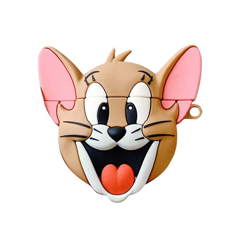 

Силиконовый футляр Tom & Jerry series для наушников AirPods 1/2 + карабин (Джерри/Коричневый), Джеррі/коричневий