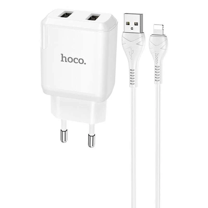 

СЗУ HOCO N7 (2USB/2.1A) + USB - Lightning (Белый), Білий