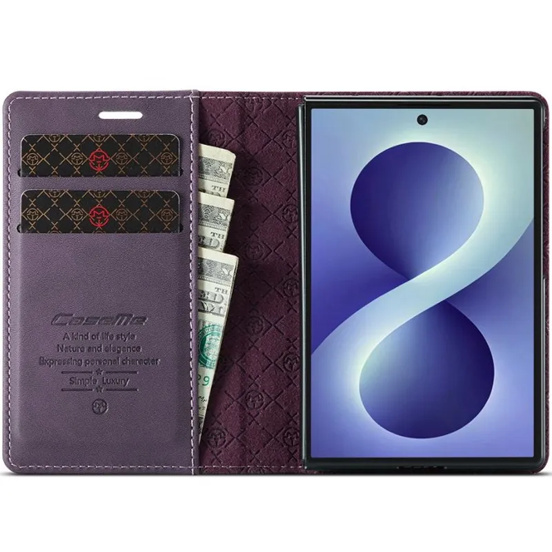 Шкіряний чохол-книжка CaseMe Velvet Matte для Samsung Galaxy Z Fold8 – Purple. Фото 4 з 6