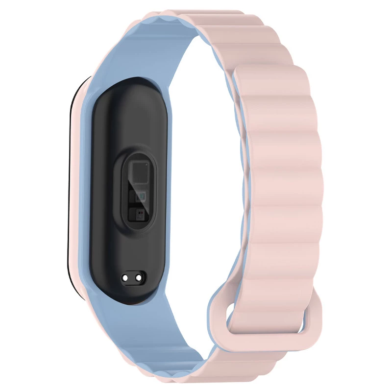 Ремінець Dual-color Magnetic для Xiaomi Mi Band 9/8 – Light Pink / Lilac Blue. Фото 4 з 8