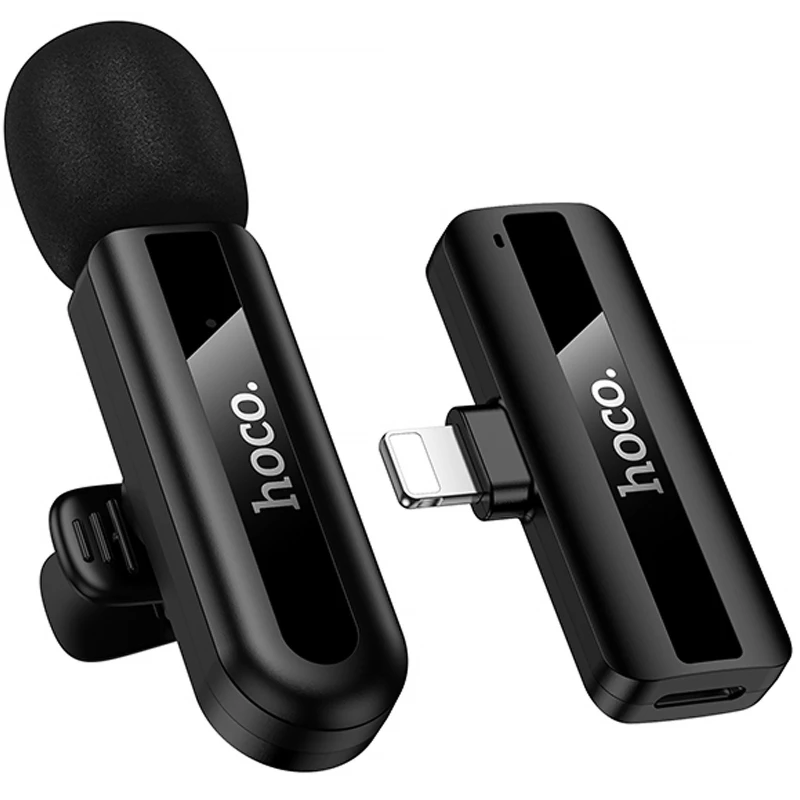 Петличный беспроводной микрофон Hoco L20 Fair Lightning – Black. Фото 4 из 6