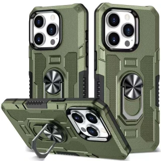 Противоударный чехол Military с подставкой-кольцом для Xiaomi Poco X4 Pro 5G — Зеленый