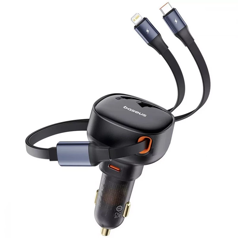 АЗП Baseus Enjoyment Pro 60W (1USB-C) + висувний кабель Type-C (C00057802111-01) – Cluster Black. Фото 9 з 12