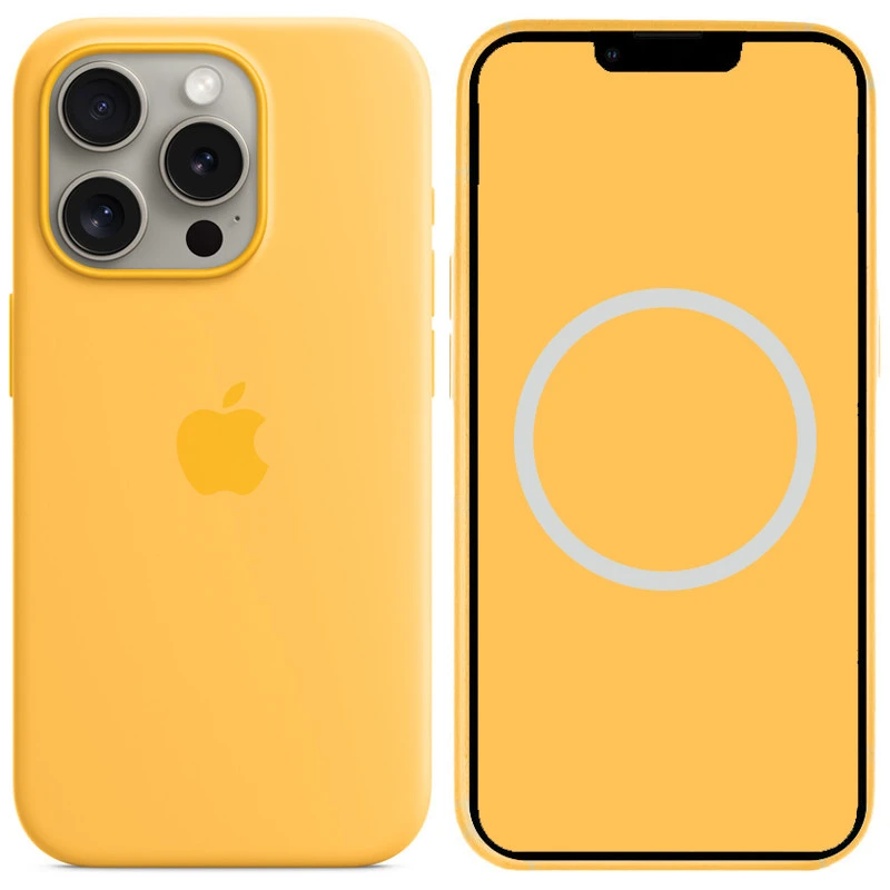 Чехол Silicone case (AAA) with Magsafe and Animation для Apple iPhone 15 Pro (6.1") – Желтый / Sunshine. Фото 1 из 3