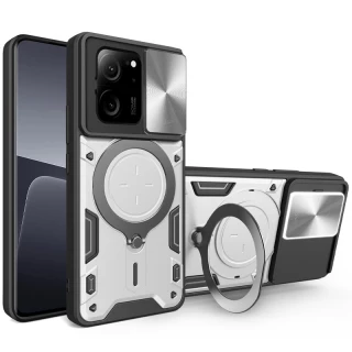 Ударостійкий чохол Bracket Ringstand із захисною шторкою для камери на Xiaomi 13T фото 1 з 6