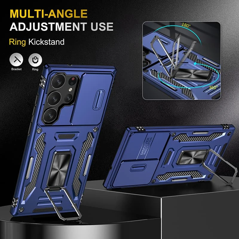 Ударостійкий чохол Square Ring зi шторкою на камеру на Samsung Galaxy S24 Ultra – Синій / Navy. Фото 3 з 7