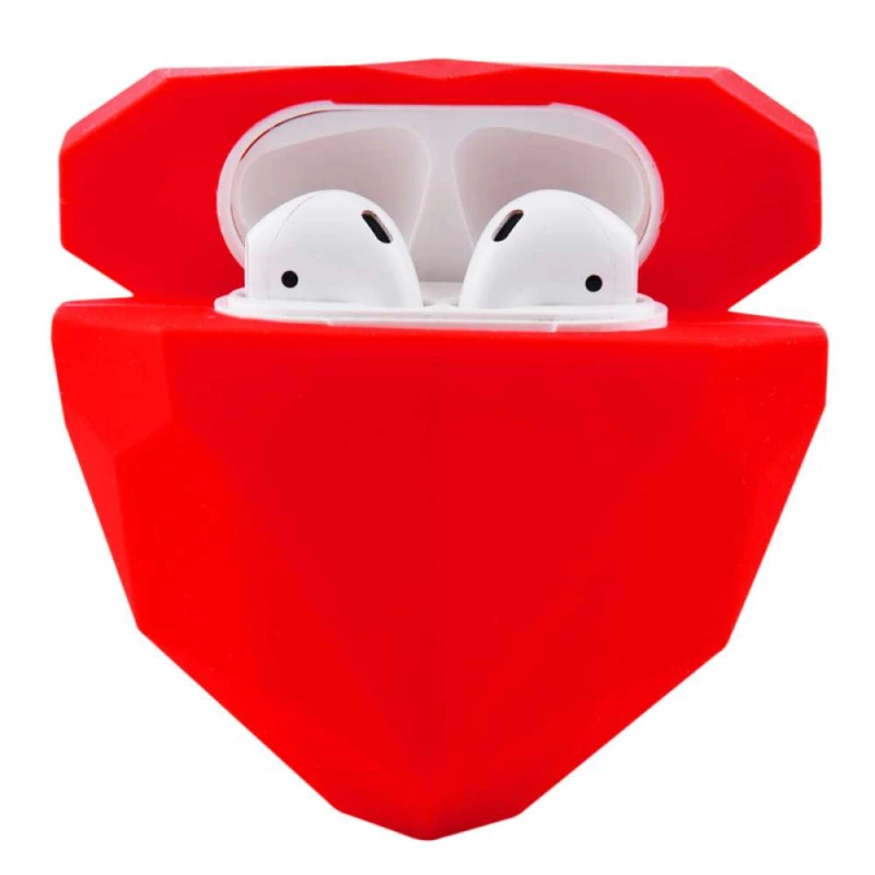 Силіконовий футляр Heart series для навушників AirPods 1/2 – Червоний. Фото 2 з 4
