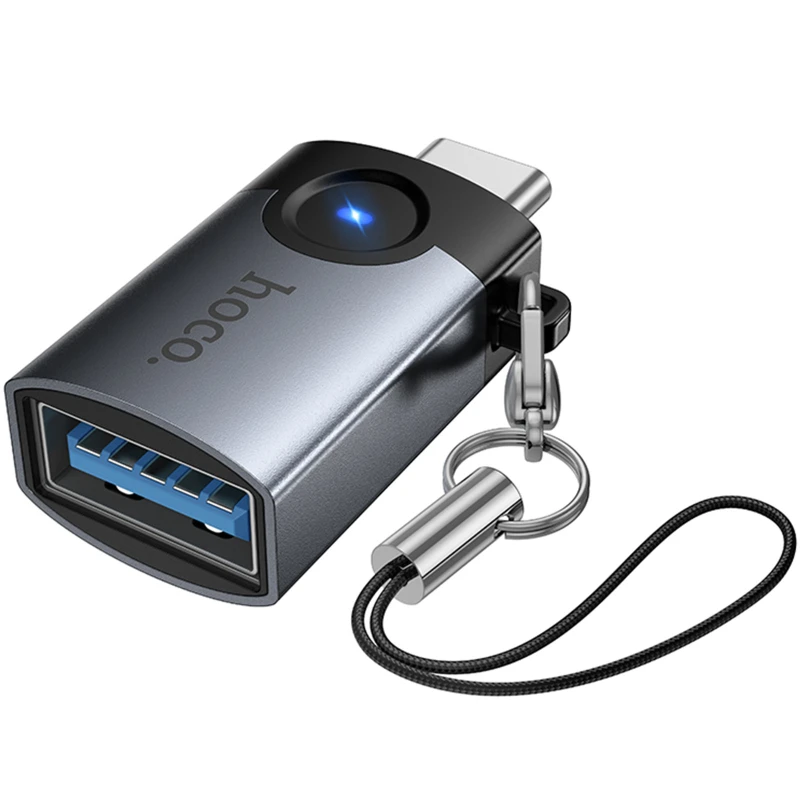 Перехідник Hoco UA46C Type-C Male to USB Female USB3.0 – Metal gray. Фото 4 з 6