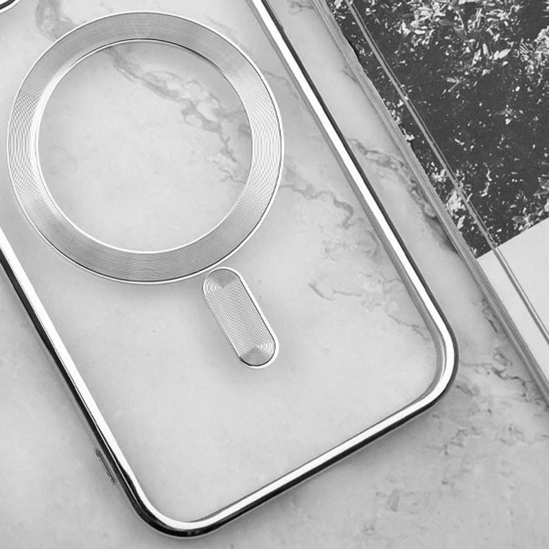 Хромовий TPU чохол з MagSafe на Apple iPhone 16 – silver. Фото 6 з 7