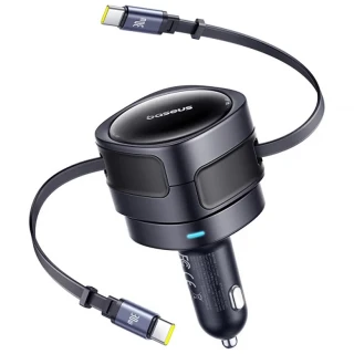 АЗП Baseus Enjoyment Max PD60W with retractable cable (2USB-C) (C00035507121) фото 1 з 4