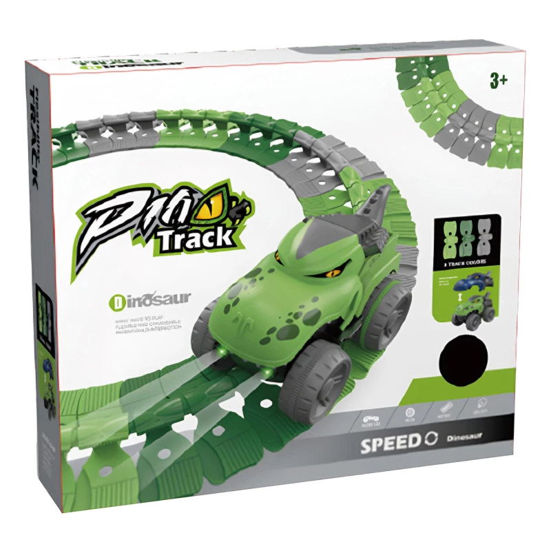 Інтерактивний трек з інерційною машинкою SHT 5510-7 Dino Trak (92pcs/1CAR) – Green. Фото 2 з 4
