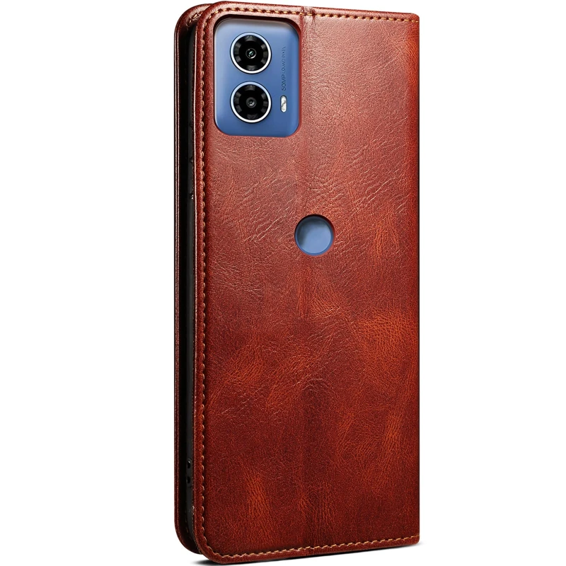 Шкіряний чохол-книжка Urban Leather series для Motorola Edge 50 Fusion – Brown. Фото 3 з 4