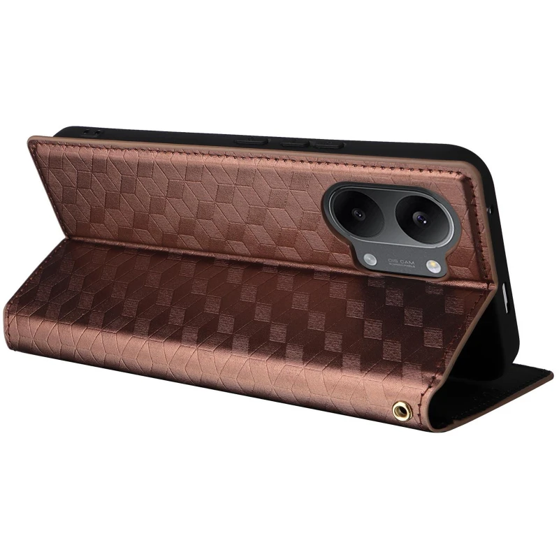 Кожаный чехол-книжка Rhombus Book для Xiaomi Poco X8 Pro Max – Brown. Фото 5 из 5