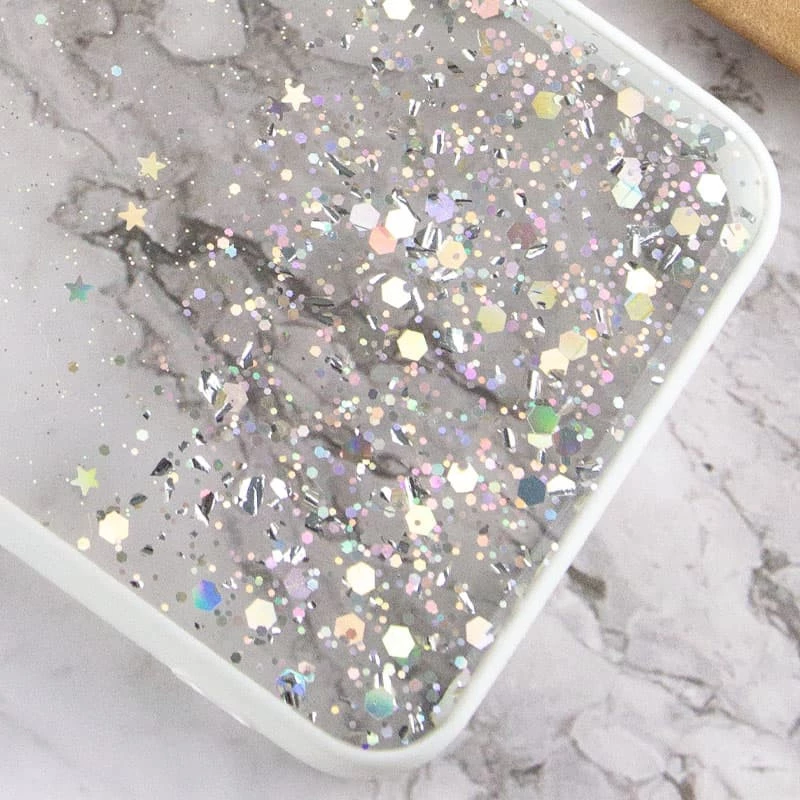 Чохол з блискітками для Xiaomi Redmi Note 13 Pro 4G – Білий. Фото 3 з 3