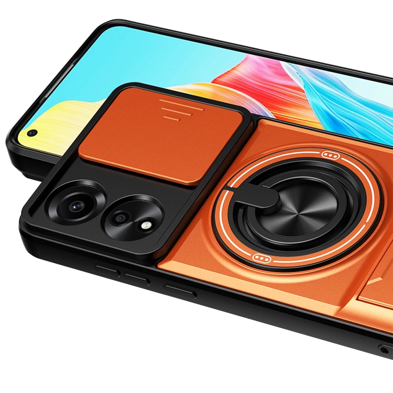 Ударостійкий чохол Camshield StandRing case для Oppo A18 – Orange. Фото 2 з 3