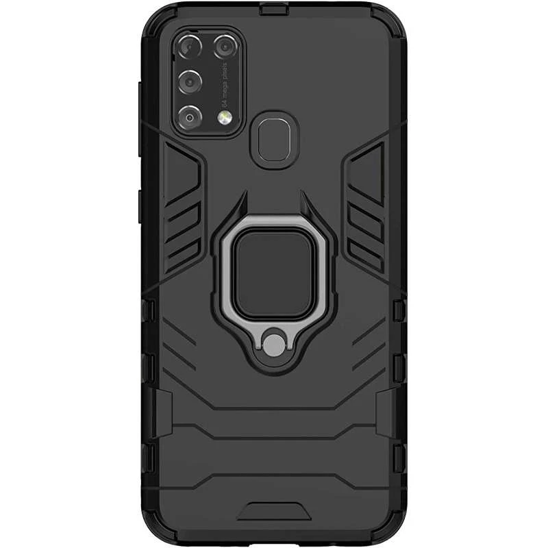 Противоударный чехол Transformer с кольцом для Samsung Galaxy M21 – Черный / Soul Black. Фото 7 из 7