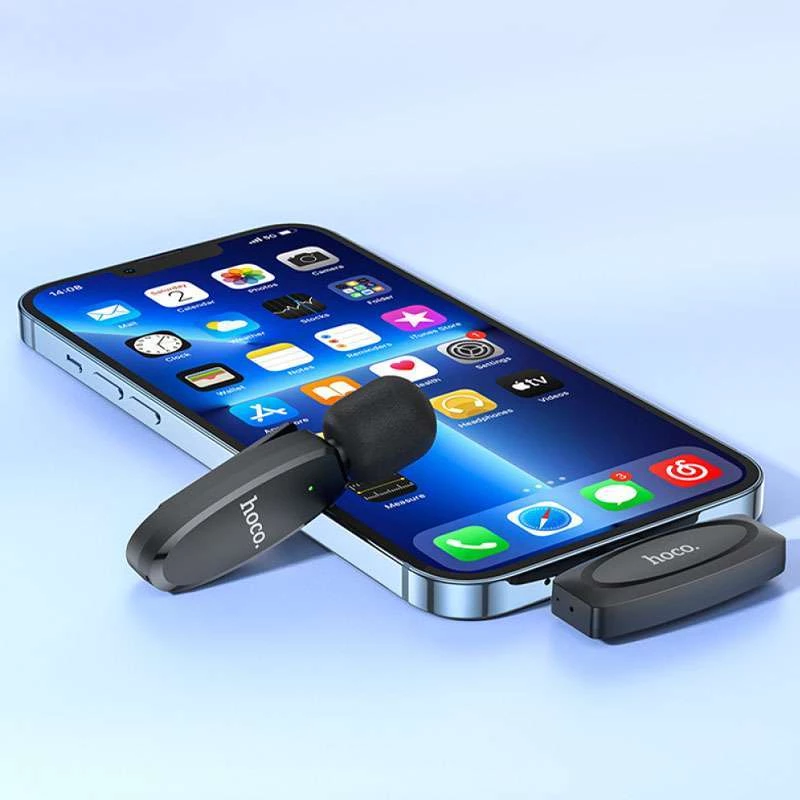 Петличний бездротовий мікрофон Hoco L15 Crystal lightning – Black. Фото 5 з 6