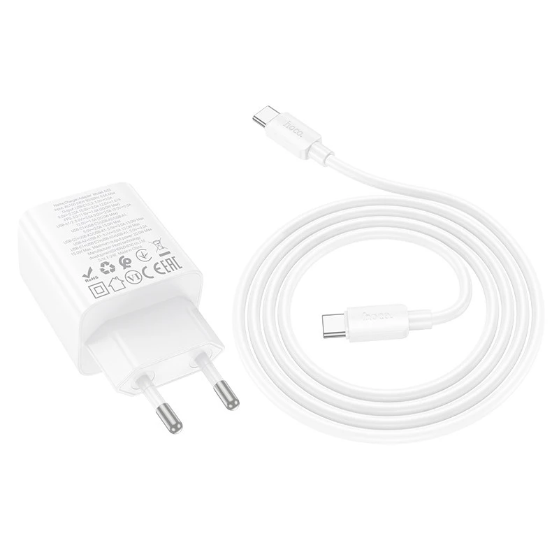 МЗП Hoco N55 Fundador PD20W four-port (2USB-A/2C) + Type-C to Type-C – White. Фото 3 з 4