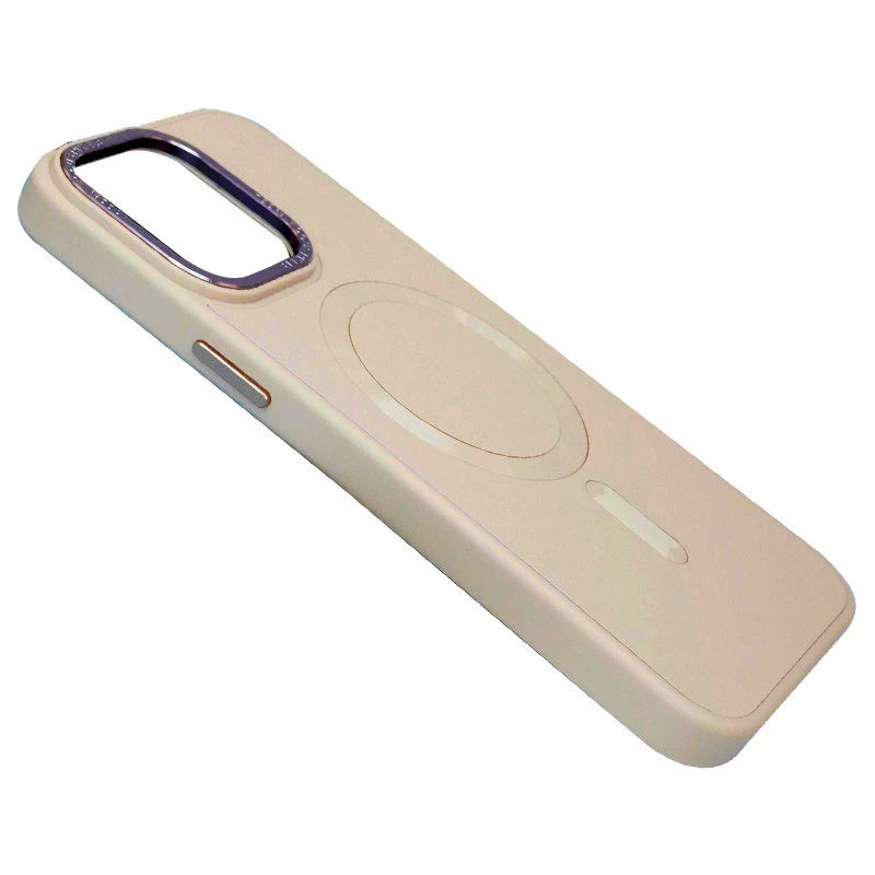 Кожаный чехол Bonbon с металлическими кнопками и MagSafe на Apple iPhone 15 (6.1") – Розовый / Light pink. Фото 6 из 10