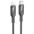 Дата кабель Hoco U120 Transparent explore intelligent power-off PD 27W Type-C to Lightning (1.2m) – Black. Фото 1 з 6