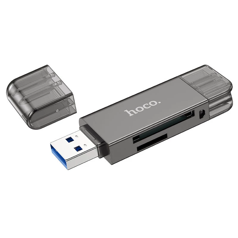 Картридер Hoco HB39 USB/Type-C 3.0 high-speed card reader – Metal gray. Фото 4 з 8