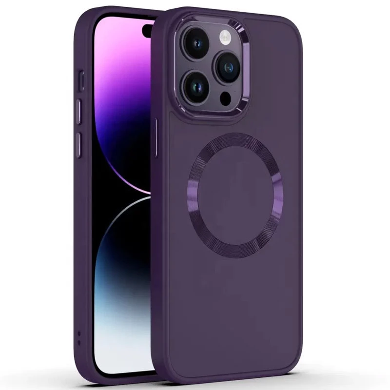 TPU чехол Bonbon с металлическими кнопками та MagSafe на Apple iPhone 12 (6.1") – Фиолетовый / Dark Purple. Фото 1 из 7