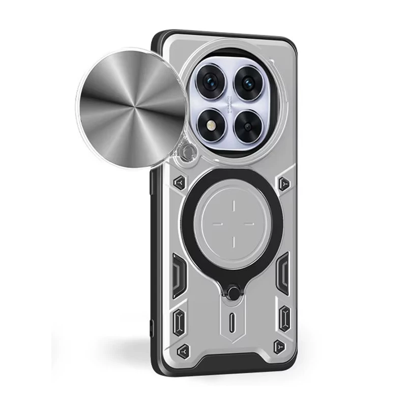 Ударостійкий чохол Bracket Ringstand із захисною шторкою для камери на Xiaomi Redmi Note 14 Pro 5G – silver. Фото 2 з 3