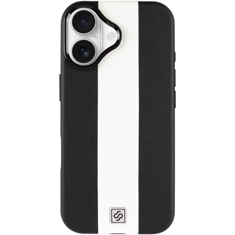 Кожаный чехол Rally with MagSafe для Apple iPhone 17 (6.3") – Black / White. Фото 3 из 6