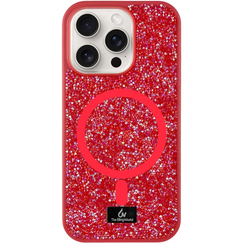 TPU чохол Bling World with MagSafe для Apple iPhone 16 Pro – Red. Фото 1 з 2