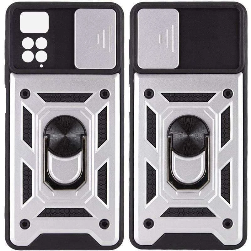Ударопрочный чехол Serge Ring с защитой камеры для Xiaomi Redmi Note 11 Pro 4G/5G – Серебряный. Фото 2 из 3