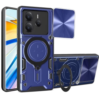 Ударостійкий чохол Bracket Ringstand із захисною шторкою для камери на Xiaomi Redmi Note 14 5G — Blue