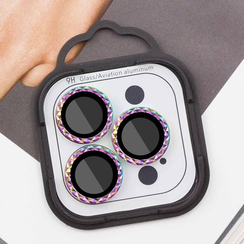 Защитное стекло Metal Shine на камеру для Apple iPhone 13 Pro (6.1") – Сиреневый / Rainbow. Фото 4 из 8