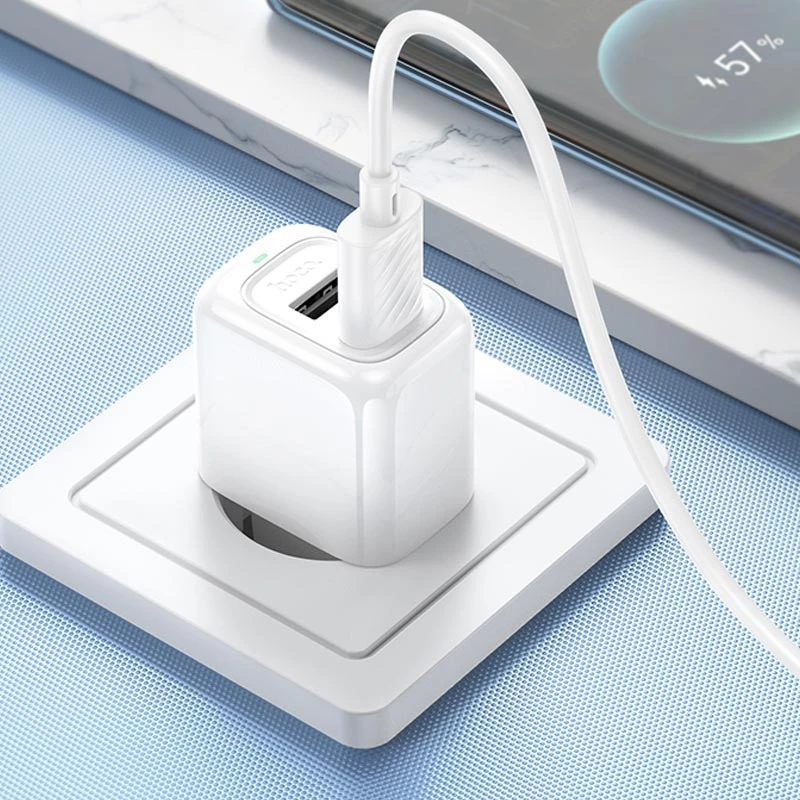 МЗП Hoco CS51A Surplus (2USB-A) + Type-C – White. Фото 8 з 8