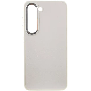 Кожаный чехол Bonbon с металлическими кнопками Samsung Galaxy S23+ — Белый / White