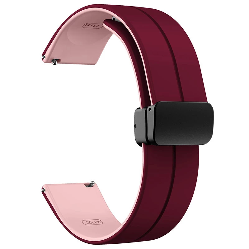 Силіконовий ремінець Classy для Smart Watch 20mm – Plum / Pink. Фото 2 з 2