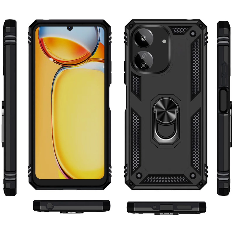 Протиударний чохол Serge Ring з кільцем на Xiaomi Redmi 13C – Чорний. Фото 4 з 4