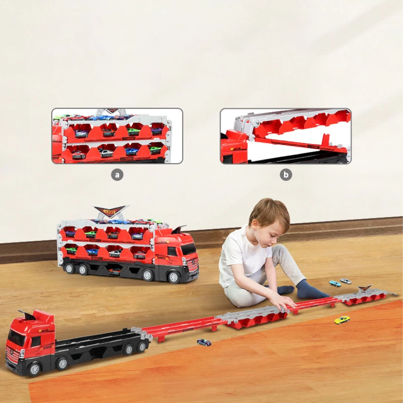 Ігровий набір-вантажівка SHT D663-T202 Catapult Truck + 8 small car – Colorful. Фото 3 з 4