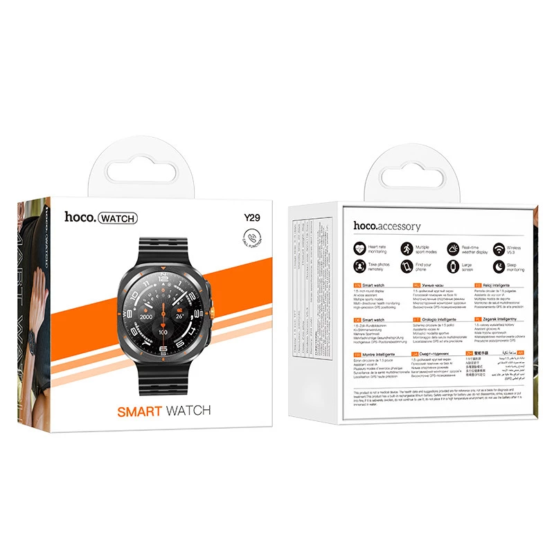 Смарт-годинник Hoco Smart Watch Y29 Smart sports watch (call version) – Black. Фото 2 з 5