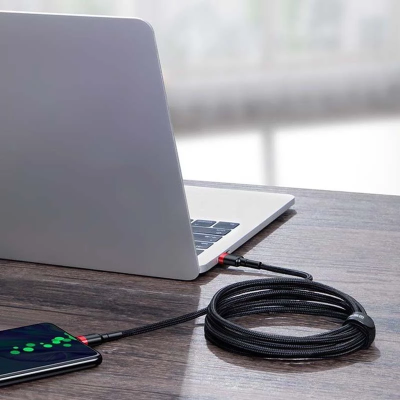 Дата кабель Baseus Cafule Type-C to Type-C PD2.0 100W (2m) (CATKLF-AL) – Red / Black. Фото 5 з 5