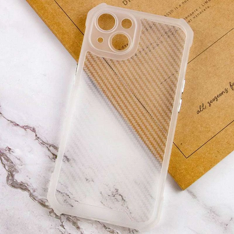 Карбоновый цветной силиконовый чехол для Apple iPhone 13 (6.1") – Матовый / Прозрачный. Фото 5 из 8