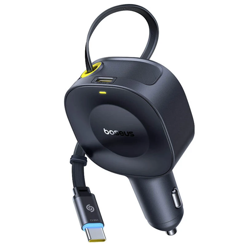 АЗП Baseus PrimeTrip VR2 30W with retractable cable (2USB-C) (C0206401) – Cosmic Black. Фото 1 з 4