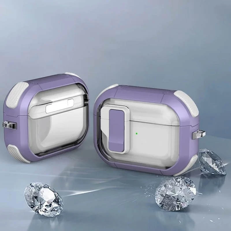 Футляр протиударний Locking Button для навушників Airpods Pro 2 / Pro – Light Purple. Фото 4 з 6